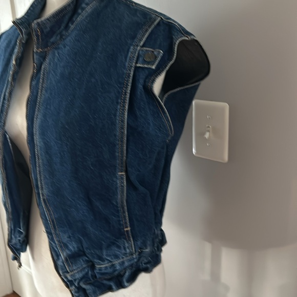 Vintage 80s Denim Zip-front Vest. M. - Picture 5 of 6